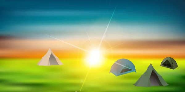 Camping Zelt Freien Himmel Hintergrund — Stockvektor