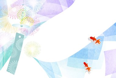 Japon balığı havai fişekleri yaz rüzgârı çanı arka planı