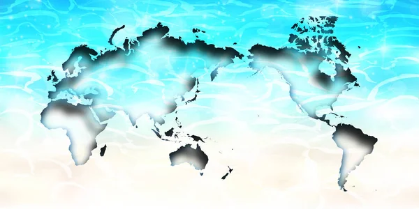 Θάλασσα Κύμα Καλοκαίρι Παγκόσμιο Χάρτη — Διανυσματικό Αρχείο