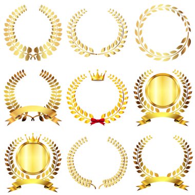 Laurel gold medal ribbon crown