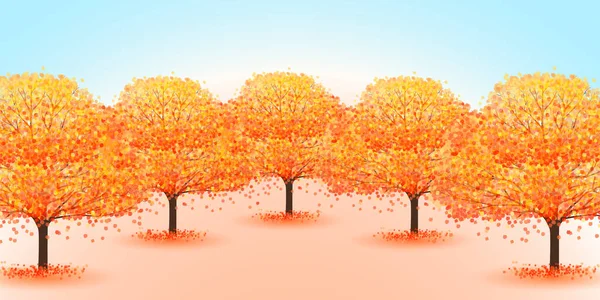 Autumn Leaves Maple Landscape Background — Vetor de Stock