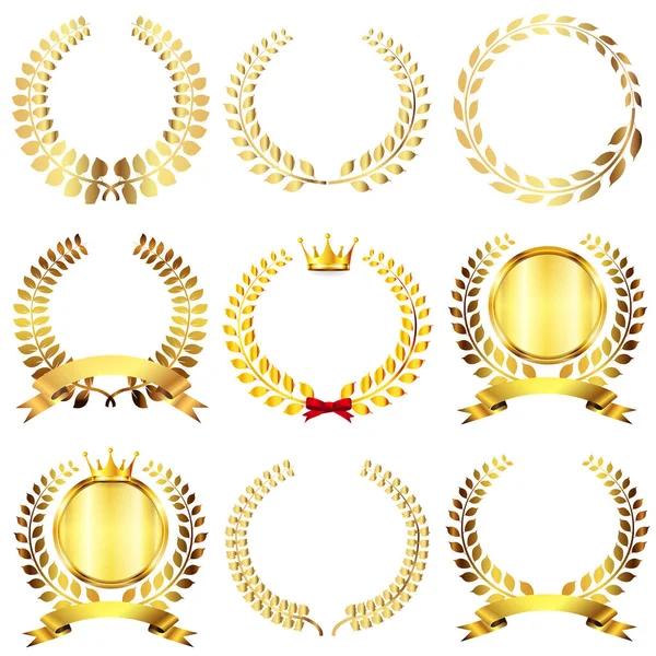 Laurel Gold Medal Ribbon Crown — ストックベクタ