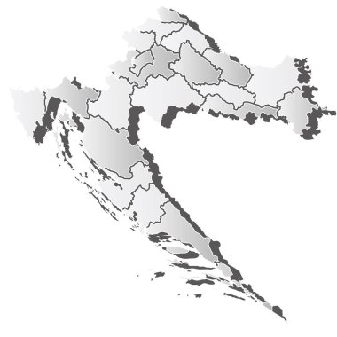 Hırvatistan Haritasında beyaz siluet simgesi