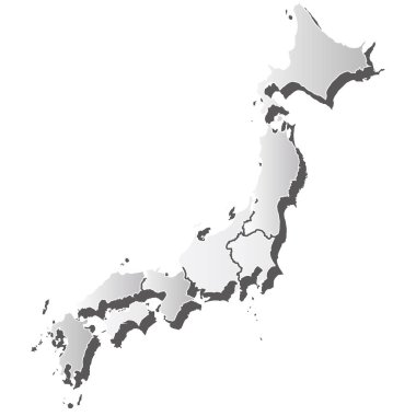 Japon Haritası Siluet beyaz simgesi