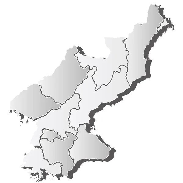 Nordkorea Karta Siluett Vit Ikon — Stock vektor