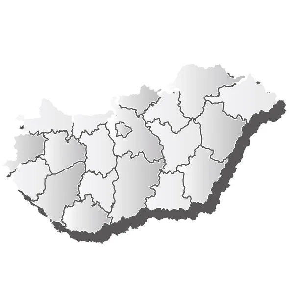 Ungheria Mappa Silhouette Icona Bianca — Vettoriale Stock