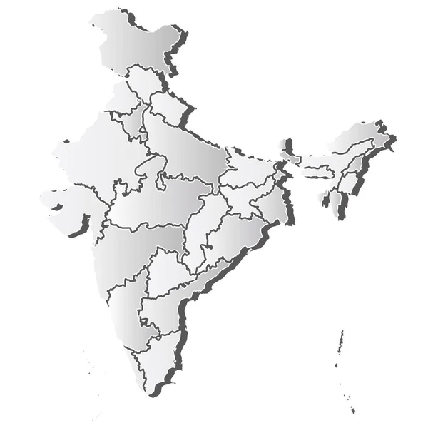 India Mapa Silueta Icono Blanco — Vector de stock