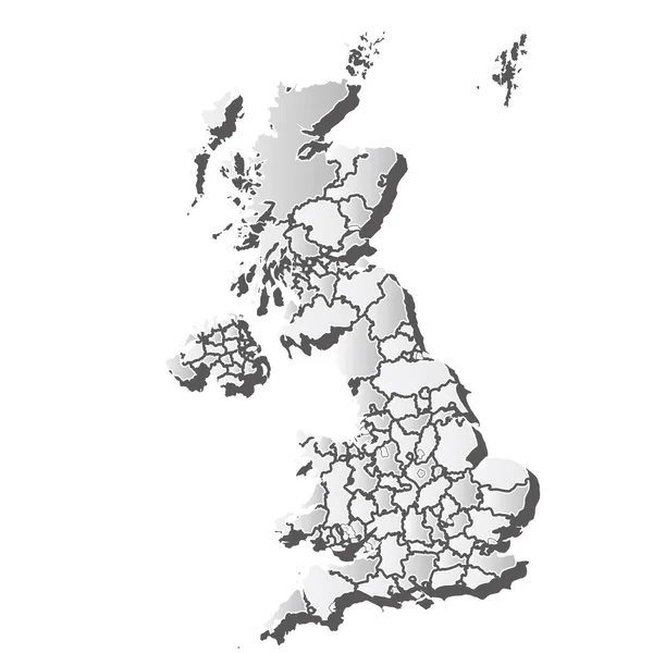 Reino Unido Mapa Silhueta Ícone Branco — Vetor de Stock