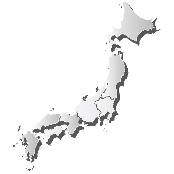 Japón Mapa Silueta Icono Blanco — Vector de stock