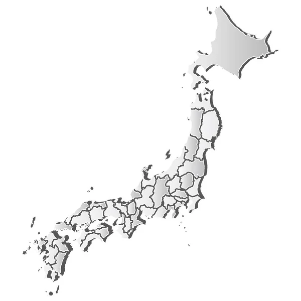 Ikon Putih Peta Siluet Jepang - Stok Vektor