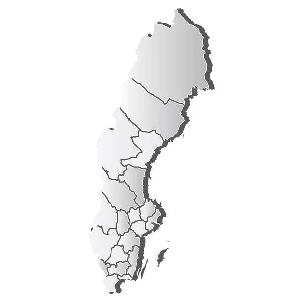 Švédsko Mapa Silueta Bílá Ikona — Stockový vektor