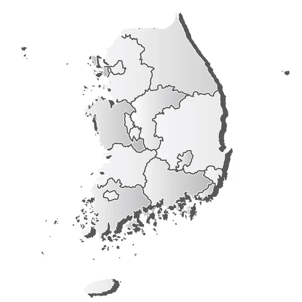 韩国地图轮廓白色图标 — 图库矢量图片