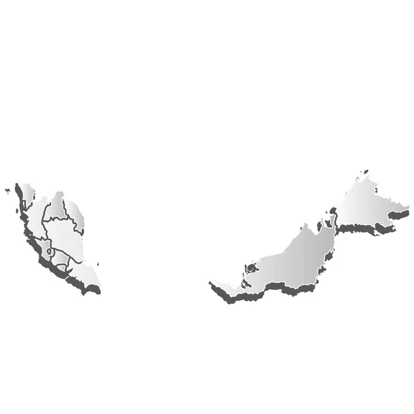 Malásia Mapa Silhueta Ícone Branco — Vetor de Stock