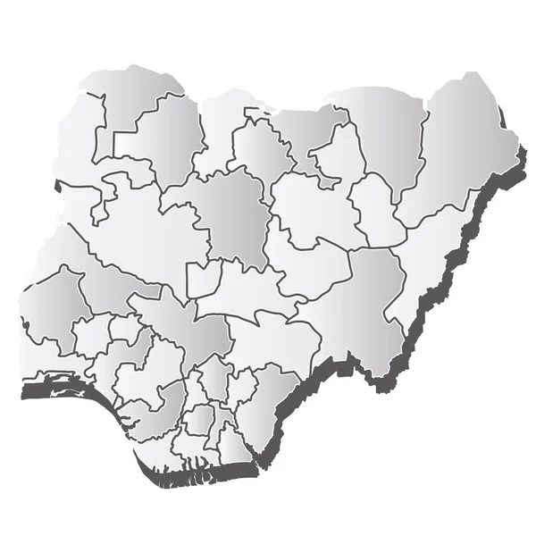 Νιγηρία Χάρτης Σιλουέτα Λευκό Εικονίδιο — Διανυσματικό Αρχείο