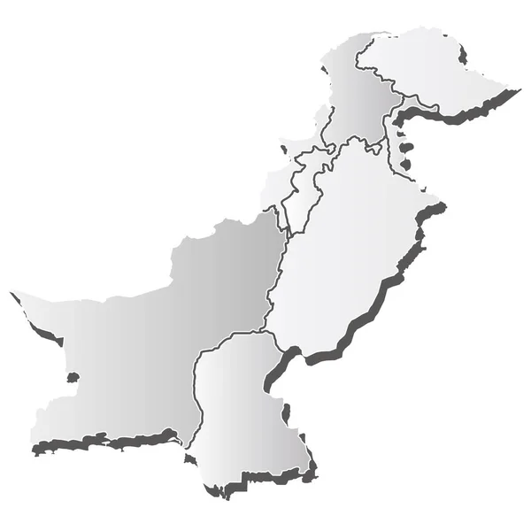 Pakistan Karta Siluett Vit Ikon — Stock vektor