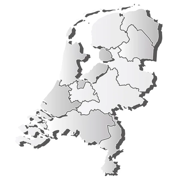 Países Bajos Mapa Silueta Icono Blanco — Vector de stock