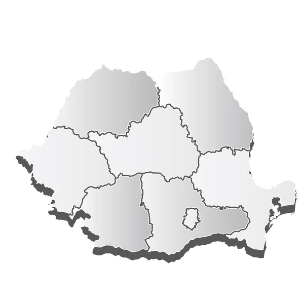 Rumunsko Mapa Silueta Bílá Ikona — Stockový vektor