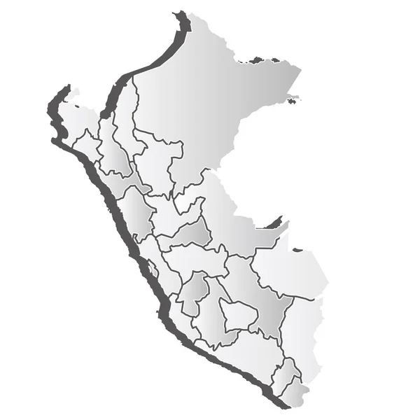 Peru Mapa Sylwetka Biała Ikona — Wektor stockowy
