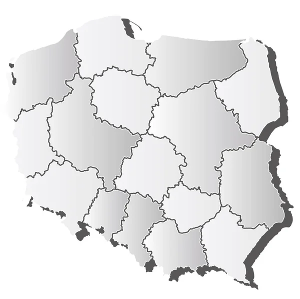 Polonia Mappa Silhouette Icona Bianca — Vettoriale Stock