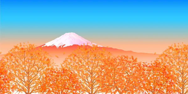 Folhas Outono Outono Fundo Fuji —  Vetores de Stock