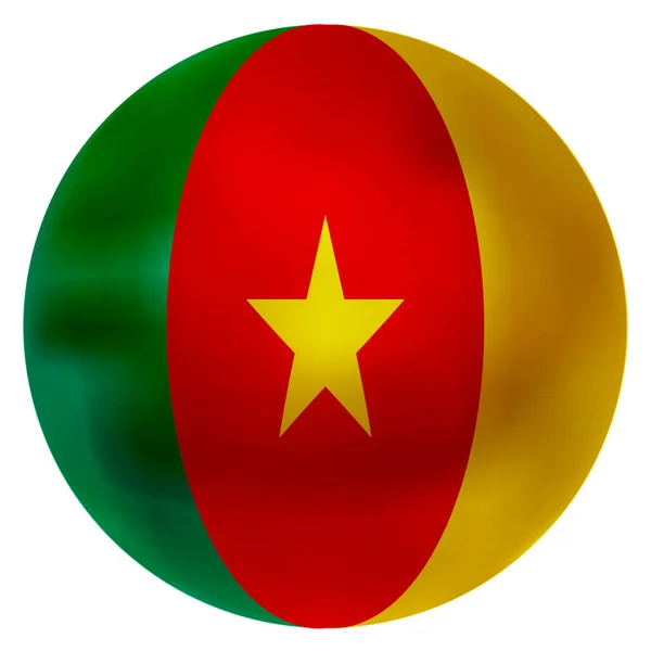 Camerun Icona Della Palla Bandiera Nazionale — Vettoriale Stock