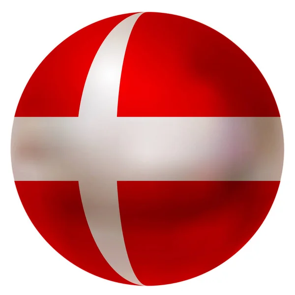 Denemarken Nationale Vlag Bal Pictogram — Stockvector