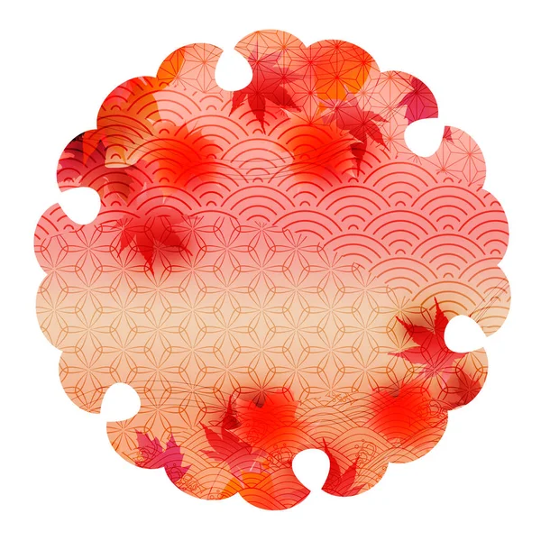 Autumn Leaves Maple Japanese Pattern Icon — Stock Vector