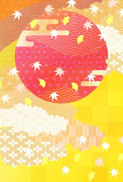 Herbst Ahorn Japanisches Muster Hintergrund — Stockvektor