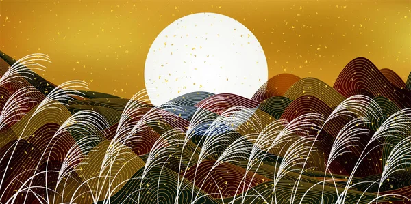Quinze Nuits Tsukimi Pleine Lune Fond — Image vectorielle