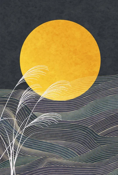 Δεκαπέντε Νύχτες Tsukimi Φεγγάρι Φόντο — Διανυσματικό Αρχείο