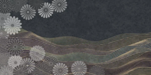Mourning Japanese Pattern Chrysanthemum Background — 스톡 벡터