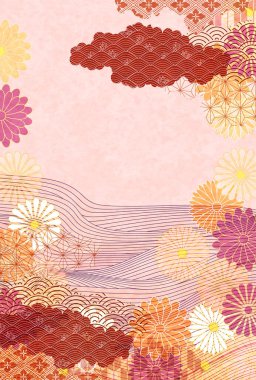 Krizantem sonbahar Japon desenli arka plan