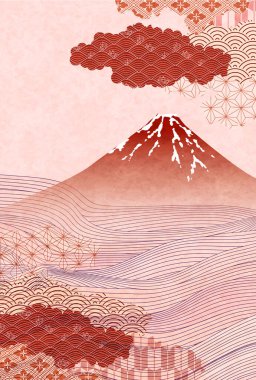 Mount Fuji autumn wave Japanese pattern background
