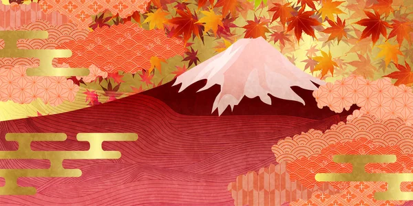 Fuji Autumn Wave Japanese Paper Background — Διανυσματικό Αρχείο