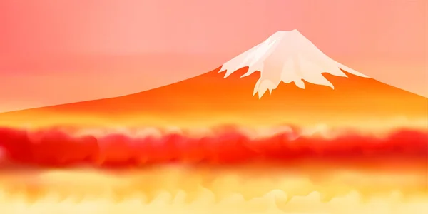 Mount Fuji Autumn Wave Japanese Pattern Background — Wektor stockowy