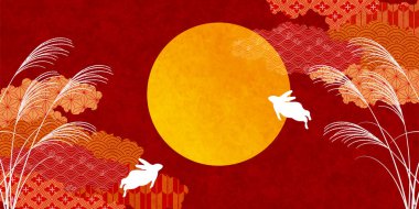 Autumn moon viewing Japanese pattern background