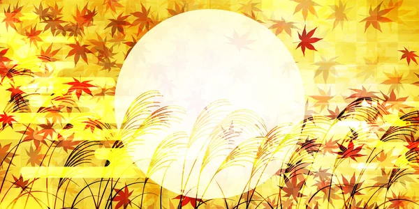 Moon Viewing Autumn Leaves Background — Stockvector