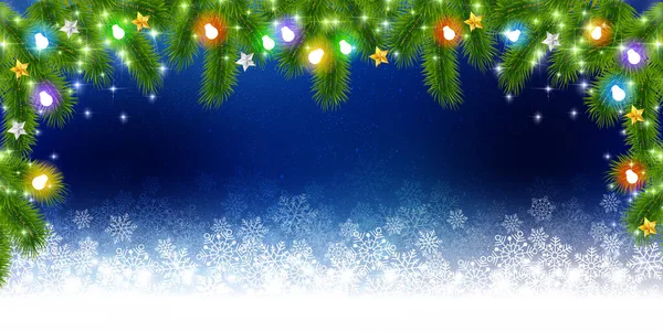 Snow Christmas Winter Fir Tree Background — Stock Vector