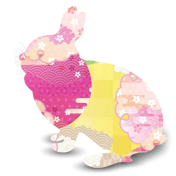 Rabbit New Year Card Zodiac Icon — Vector de stock