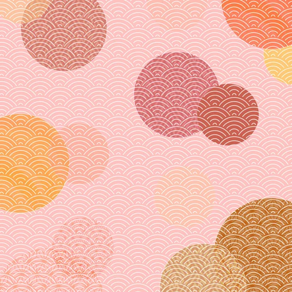 Autumn Japanese Pattern Circle Background — Stockový vektor