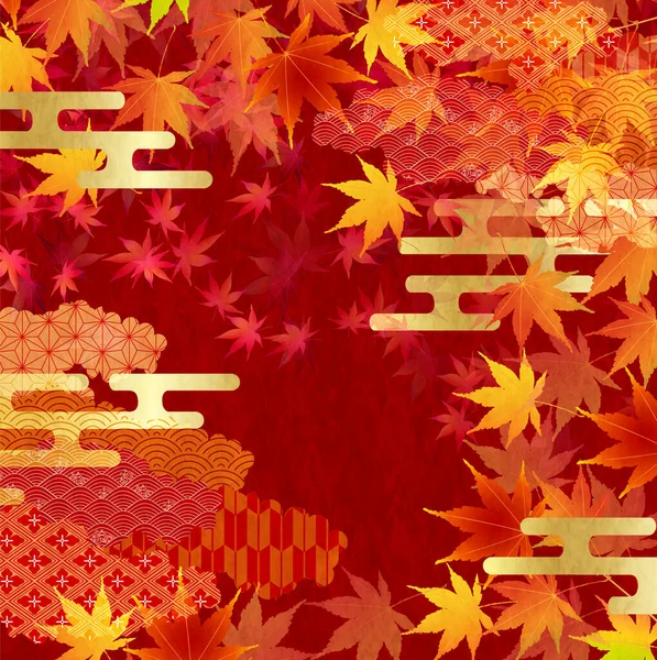 秋の紅葉日本の文様背景 — ストックベクタ