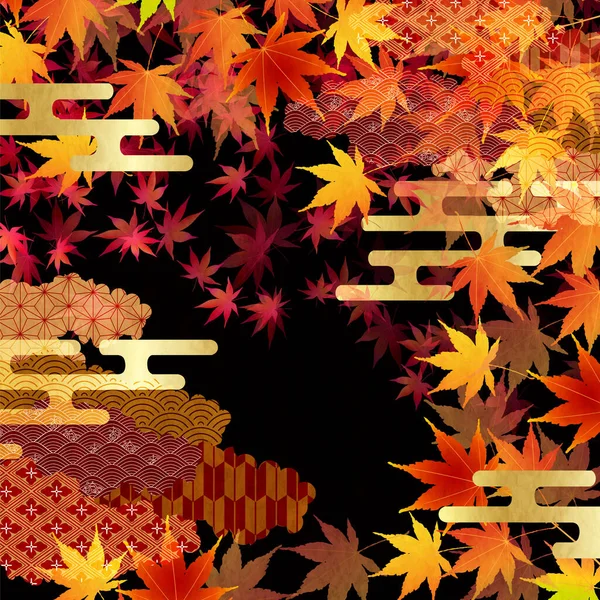 Herbst Blätter Herbst Japanisches Muster Hintergrund — Stockvektor
