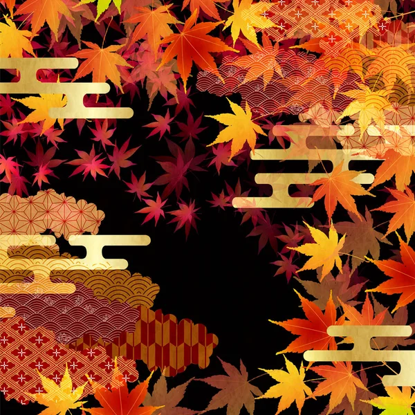 Hojas Otoño Otoño Patrón Japonés Fondo — Vector de stock