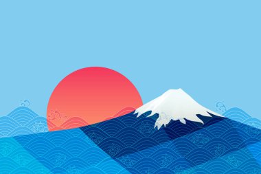 Fuji Dağı 'nın yeni yıl kartı arkaplanı