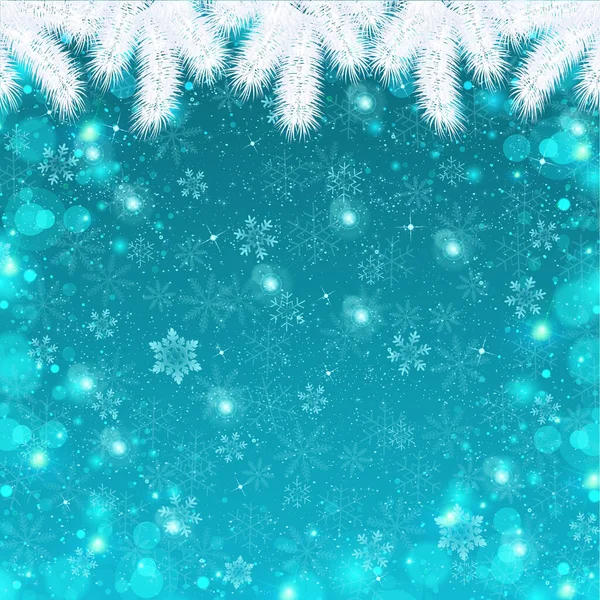 Snow Christmas Fir Tree Winter Background — Stockvektor