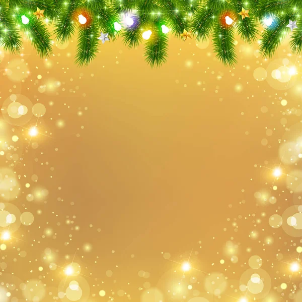 Snow Christmas Fir Tree Winter Background — Stok Vektör