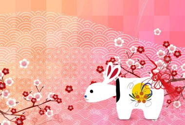 Rabbit New Year's card Japanese pattern background