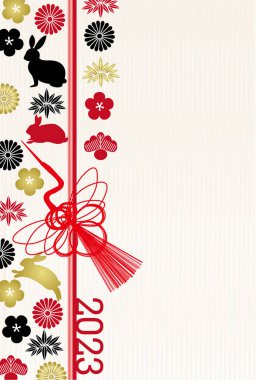 Rabbit New Year's card Japanese pattern background