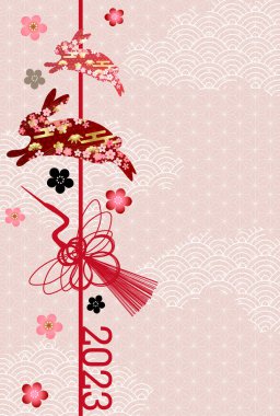 Rabbit New Year's card Japanese pattern background
