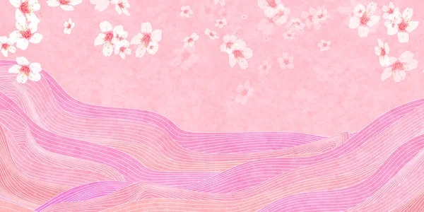 Kirschblüten Wellen Japanische Muster Hintergrund — Stockvektor